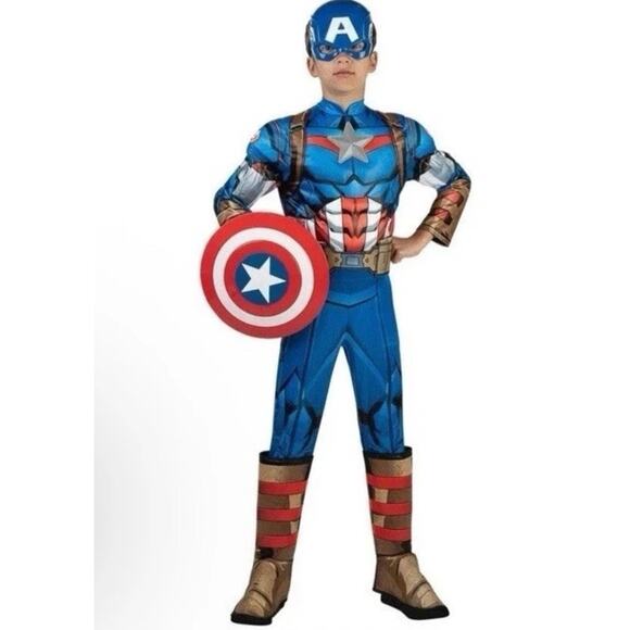 Avengers Captain America Deluxe Boys Costume Sz S 6 NWT - Picture 1 of 10